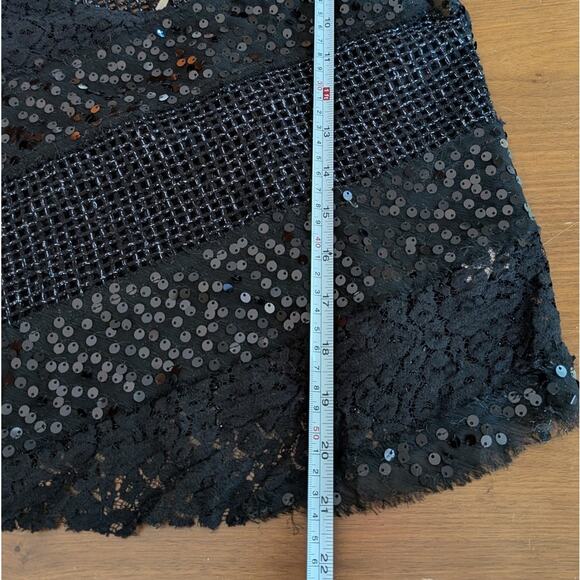 Free People Black Comb Lace Sequin Sleeveless Crop Top, size S - Picture 5 of 7